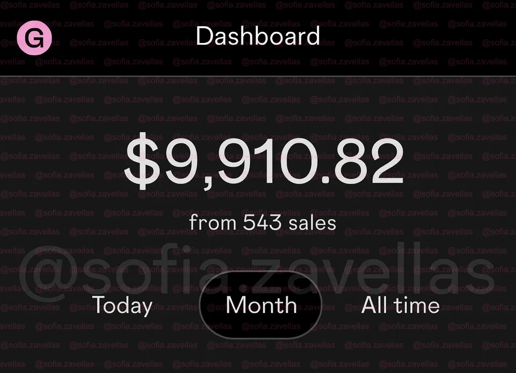 $9,910 revenue from 543 sales